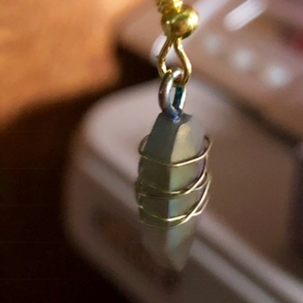 Wrapped Rainbow Hematite Crystal Dangle Earrings - image 3